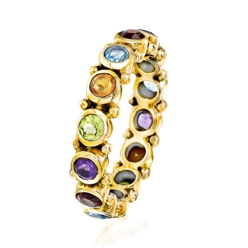Huitan 5 Colors Shiny Cubic Zircon Women Rings Gold Color Female Daily Wear Stylish Colorful Rings Anniversary Girl Gift Jewelry