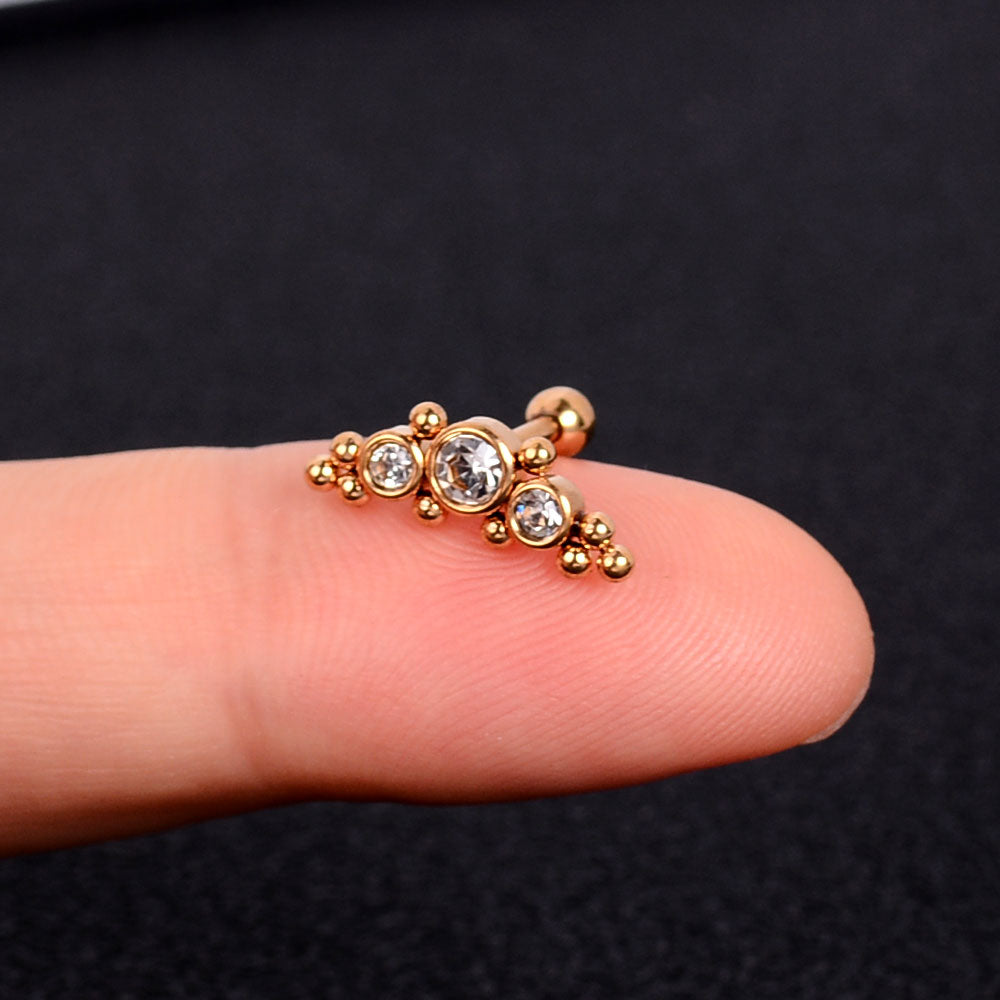 1Pcs Mini Stainless Steel Ear Tragus Cartilage Helix Piercing Butterfly Daisy Crown Snowflake Star Cross Enamel Studs Earring