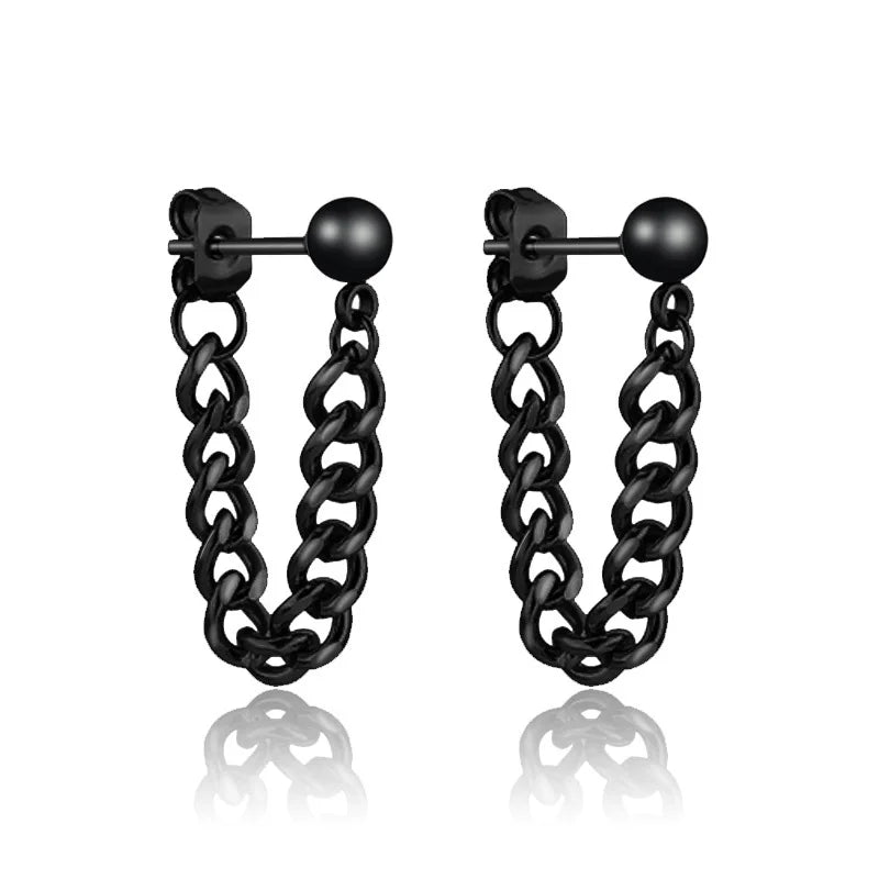 Men Women Punk Earring Stainless steel chain eardrop pendant ear jewelry simple Personality Earring