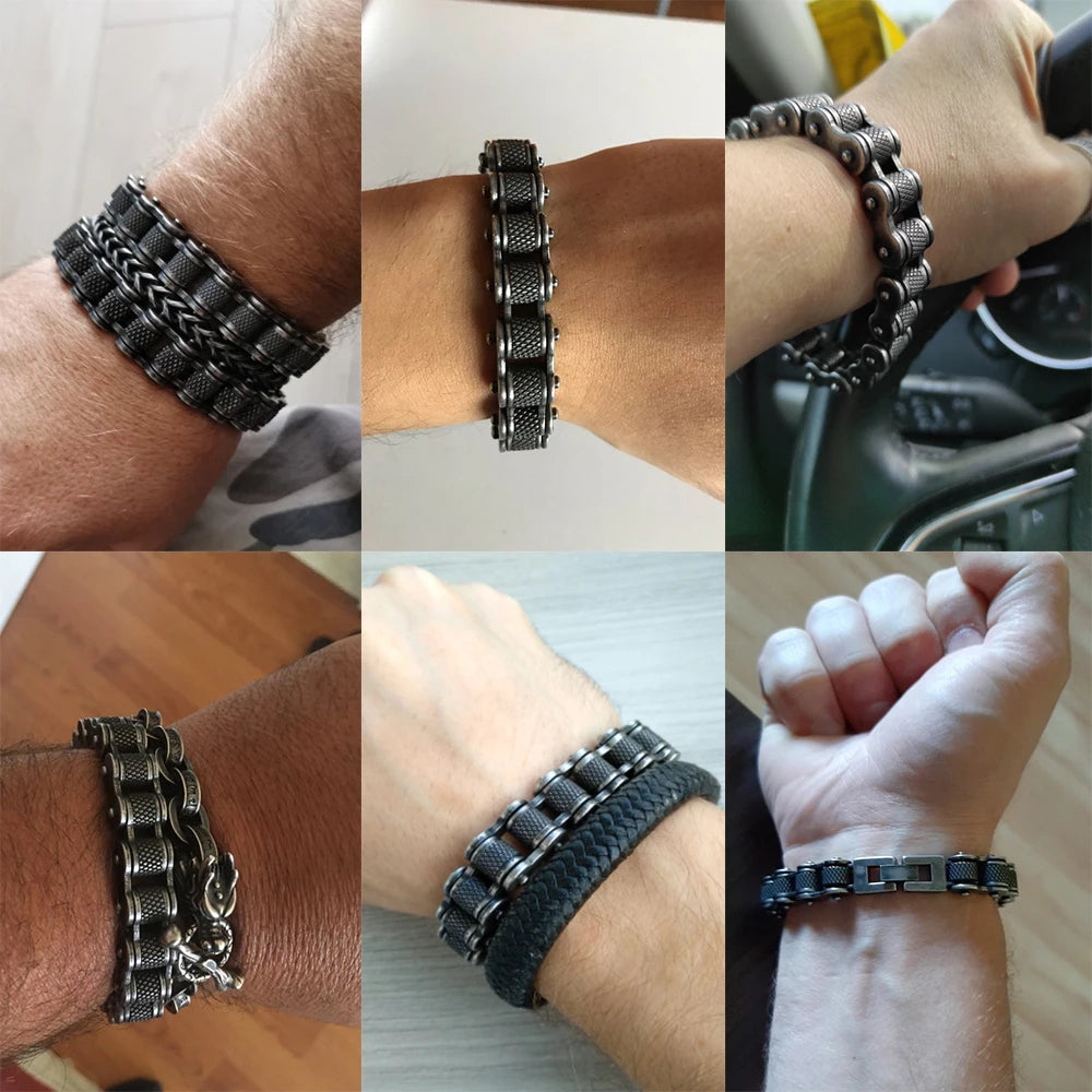Retro Heavy Stainless Steel Motorcycle Chain Bracelet - Jeglowstore