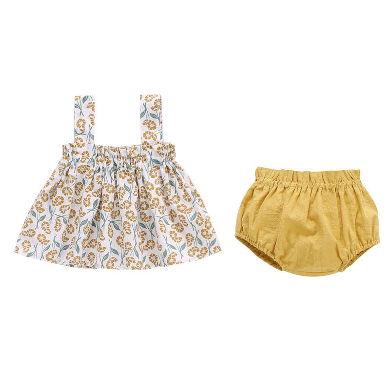Lawadka Summer Thin Newborn Baby Clothes For Girls Set Print Mini Dress And PP Shorts 2Pcs Set Infant Baby Clothing Outfit 2023