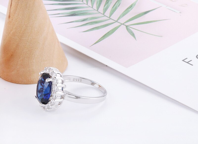 With Credentials Princess Cut 3.2ct Lab Sapphire Ring Original Tibetan Silver 925 Engagement Wedding Band Jewelry Ring for Women