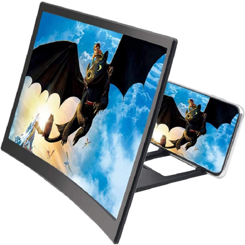 L6 12 inch Curved Phone Screen Amplifier HD 3D Video Mobile Phone Magnifying Glass Stand Bracket Foldable Phone Holder Projector