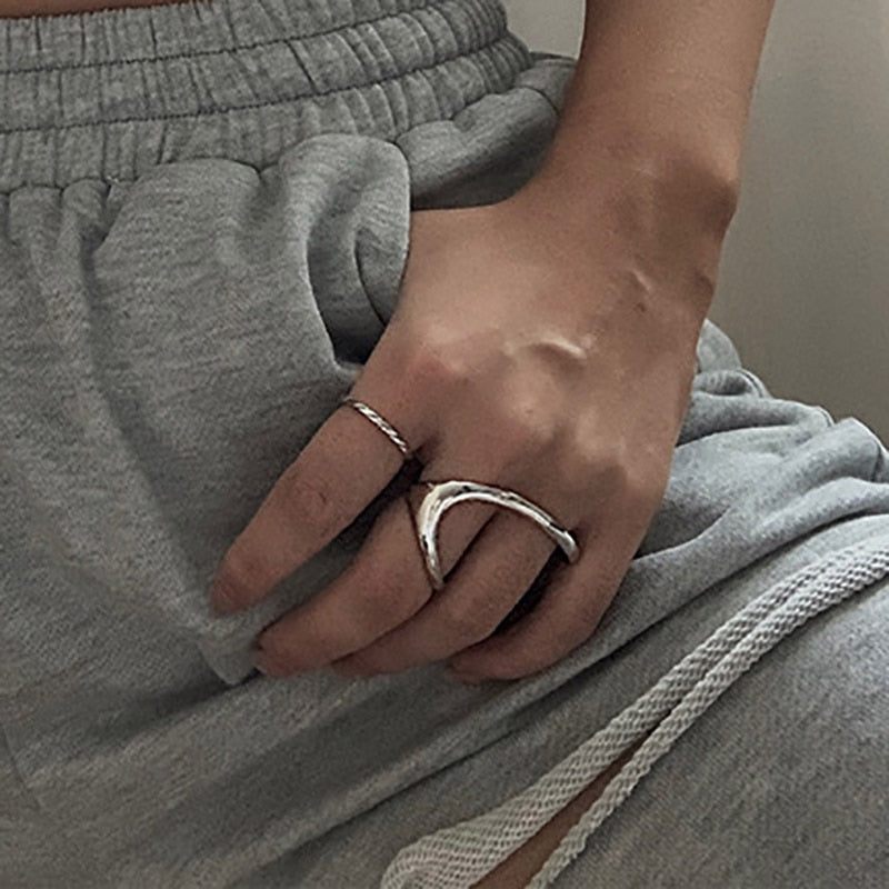 Foxanry INS Fashion Stamp Finger Rings Charm Women Irregular Simple Geometric Birthday Party Jewelry Gifts - Jeglowstore