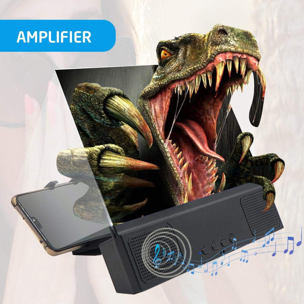 Phone Screen Magnifier With Bluetooth-Compatible Speaker 12-Inch 3D HD Movie Magnifier For iPhone 11 Pro For Samsung Galaxy S9