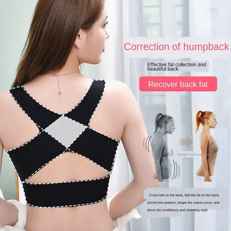 Women Sports Bras For Women Push Up Bra Posture Corrector Bralette Front Closure Female Underwear Cross Back Tops Top Women Bra