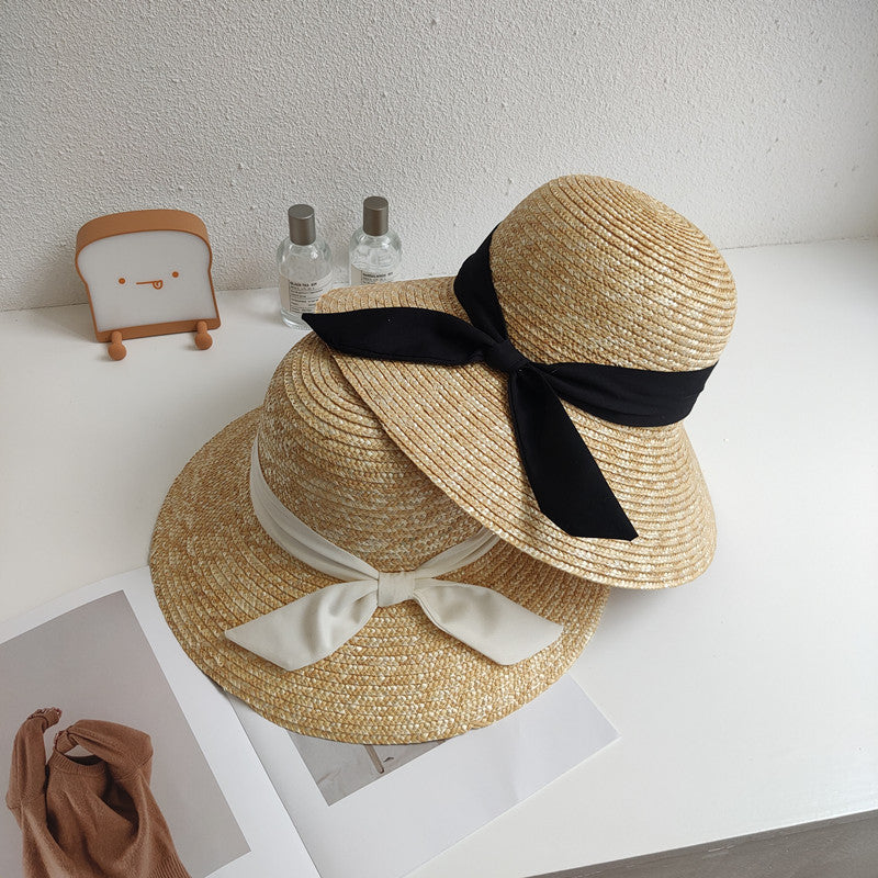Hepburn Retro Style Dome Wheat-Straw Hat Big Brim Straw Woven Bucket Hat Women's Summer Outdoor Sun Protection Sunshade Hat - Jeglowstore