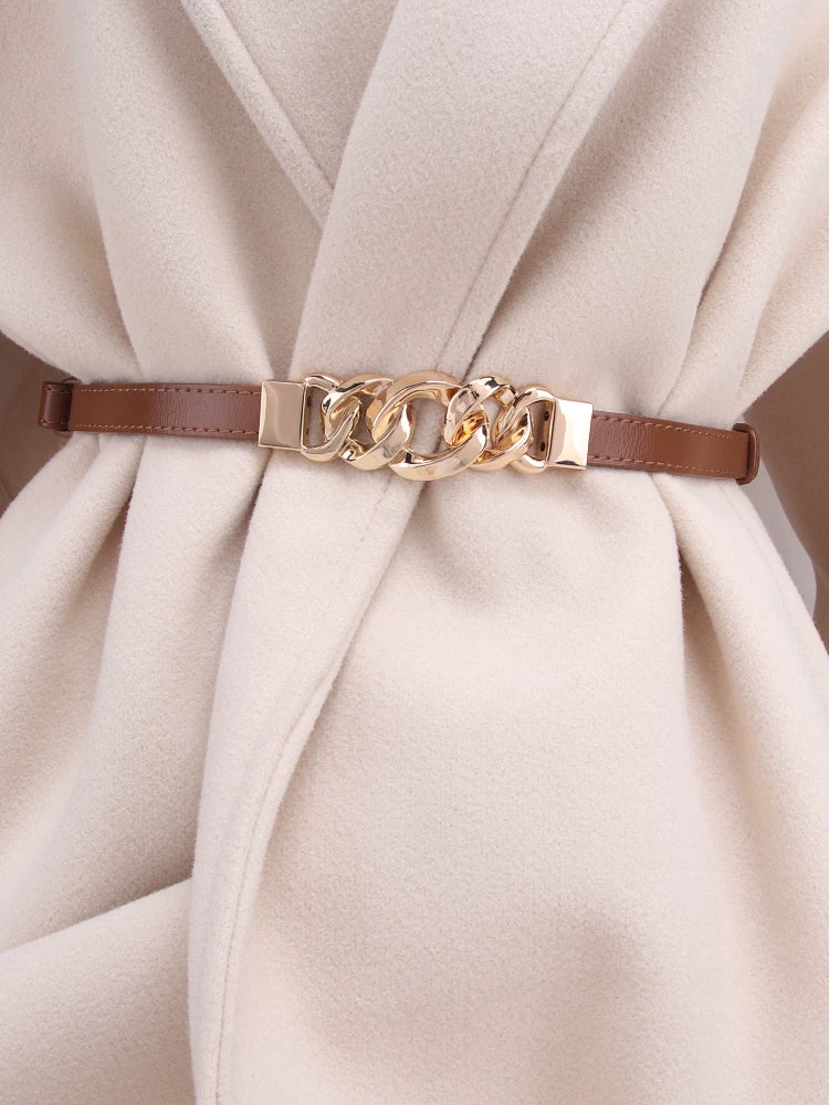 Women's Metal Simplicity Sweater Punch-Free Leather Belt - Jeglowstore