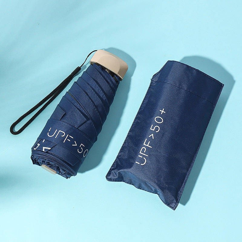 Sun Umbrella Small Sunscreen Anti-UV Women Portable Rain S Umbrella Sunny and Rain Dual-Use Foldable Capsule Five-Fold Umbrella Sunshade