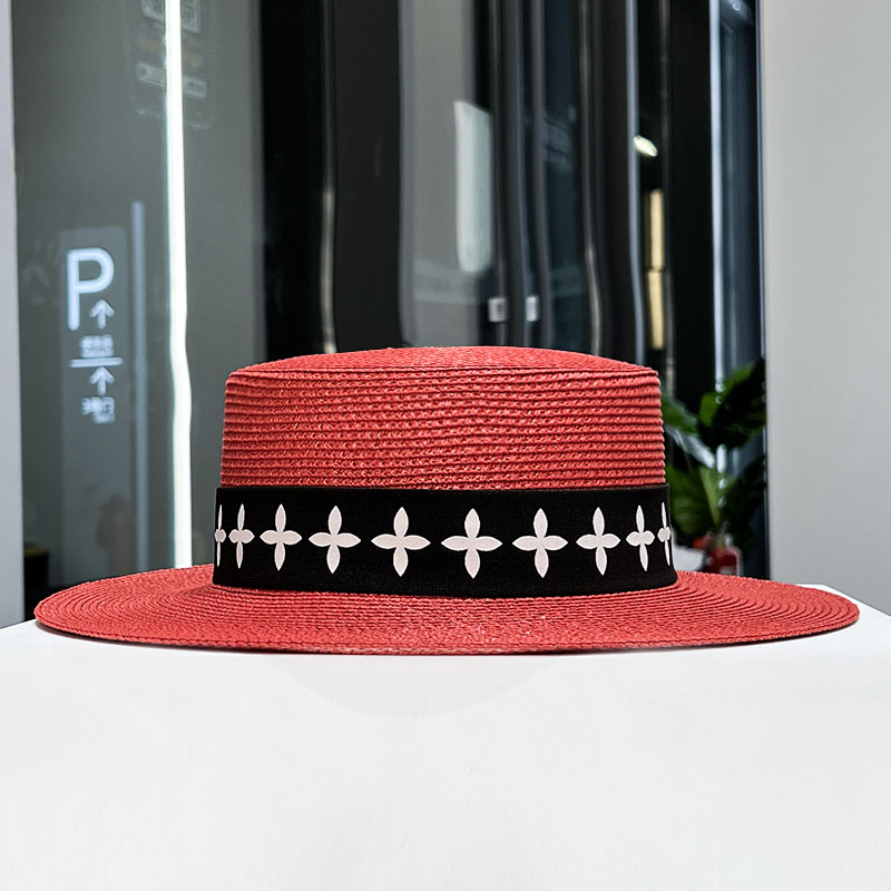 French Style Elegant Flat Top Straw Hat Women's 2023 New Style Spring Summer Sun Protection Straw Sun Hat All-Matching Sun Hat