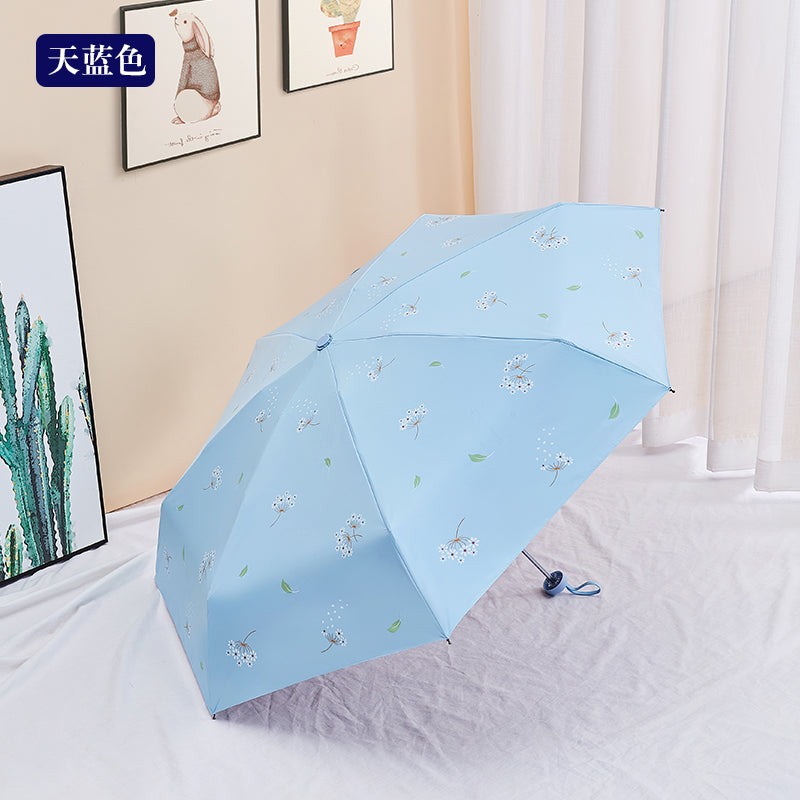 Paradise Ultra-Light Capsule Umbrella Sun Umbrella Umbrella Women's Sunny and Rain Dual-Use Five-Fold Umbrella Sun Protection UV Protection Small Portable