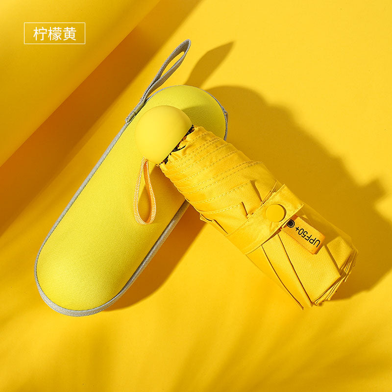 Sun Umbrella Small Sunscreen Anti-UV Women Portable Rain S Umbrella Sunny and Rain Dual-Use Foldable Capsule Five-Fold Umbrella Sunshade