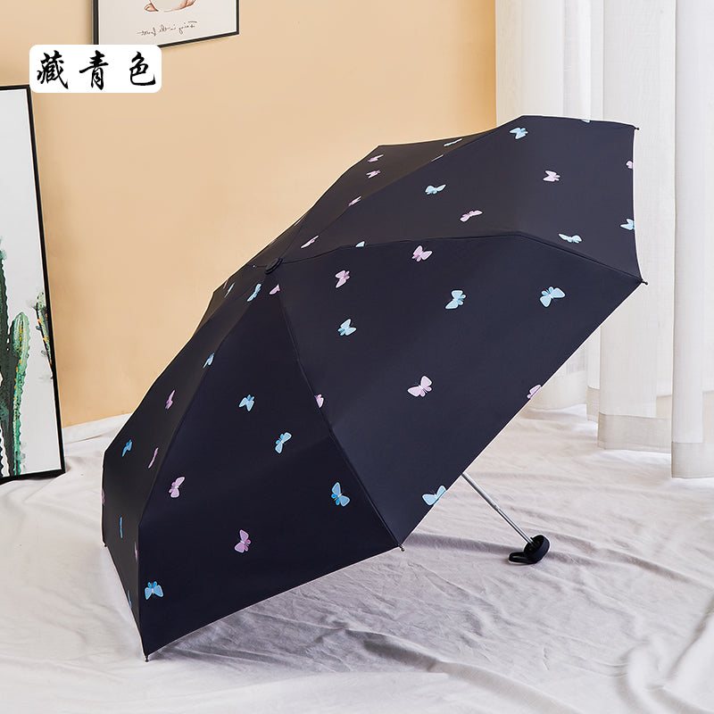 Paradise Ultra-Light Capsule Umbrella Sun Umbrella Umbrella Women's Sunny and Rain Dual-Use Five-Fold Umbrella Sun Protection UV Protection Small Portable