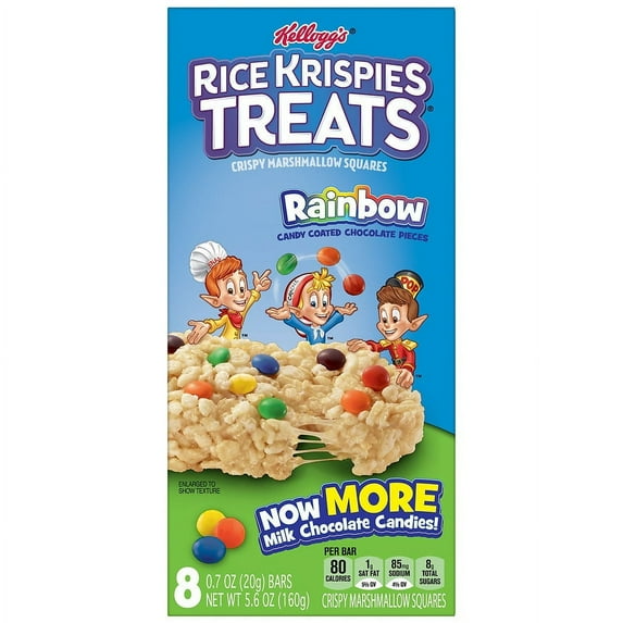 Rice Krispies Treats Marshmallow Snack Bars with Rainbow Candy Coated Chocolate Pieces 5.6 oz