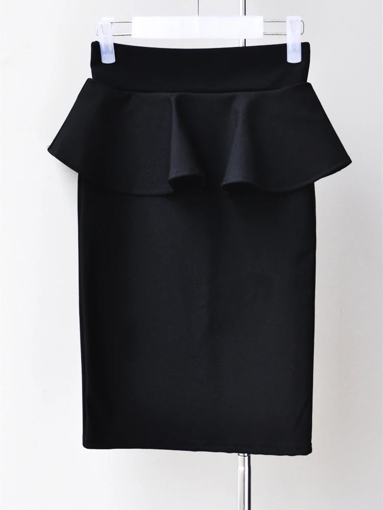 Slim Fit High Waist Ruffle Pencil Skirt - Jeglowstore