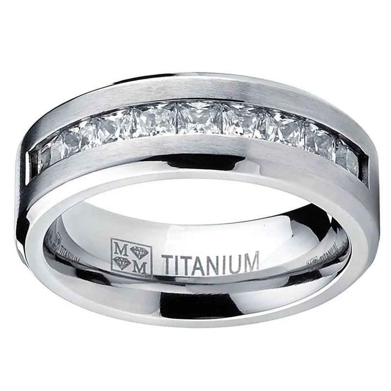 Silver-Plated Square Cubic Zircon Ring for Men - Jeglowstore