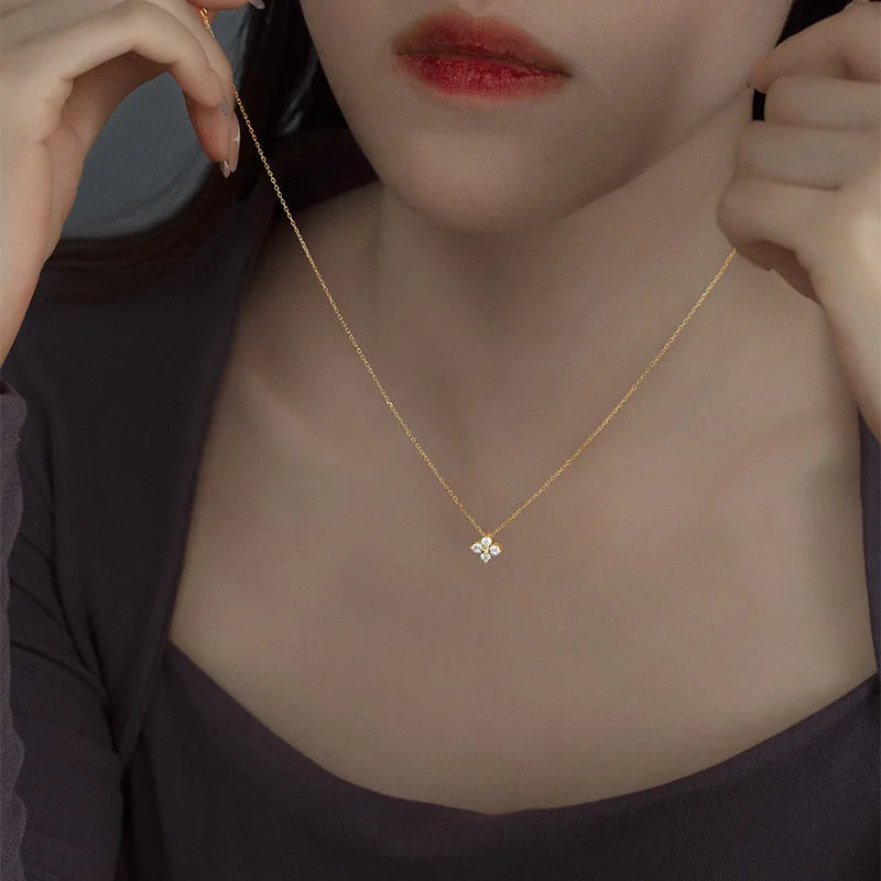 Sterling Silver Four Leaf Charm Necklace - Jeglowstore