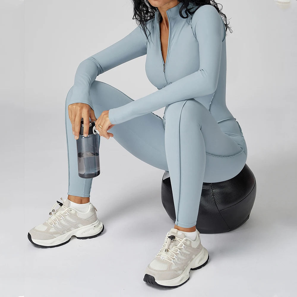 Women’s Long Sleeve Workout Bodysuit High-Intensity Jumpsuit - Jeglowstore