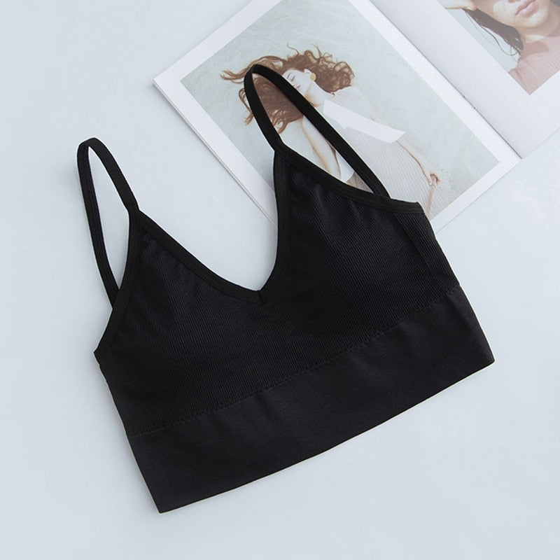 Women Sexy Crop Tops Sports Bra Female Tube Tops Sleeveless Camis Seamless Lingerie Tee Bra Bandeau Crop Top Tanks