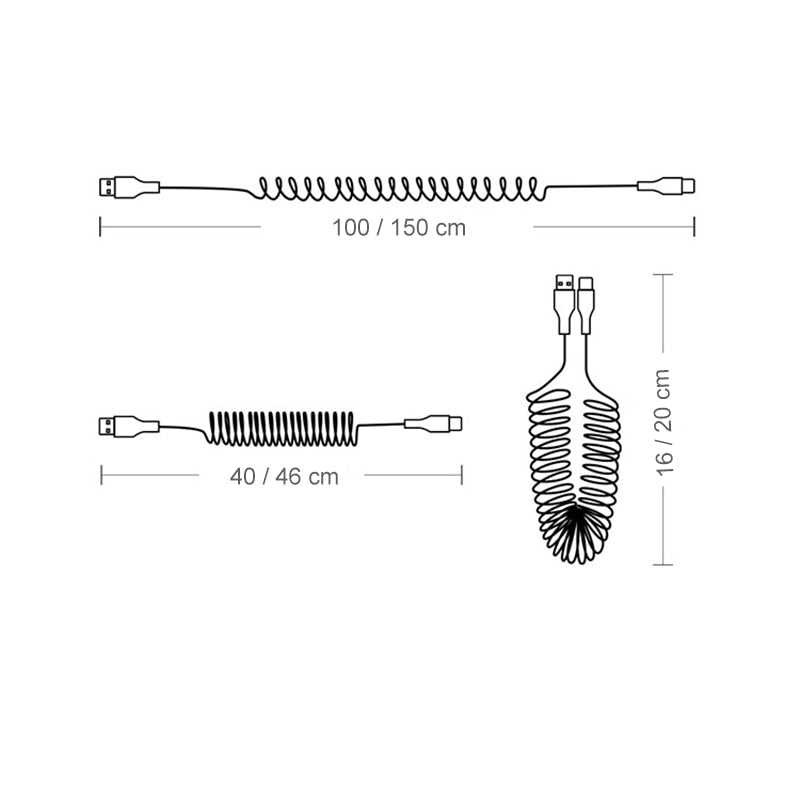 66W 5A USB Type C Data Cable 3A Micro USB Spring Pull Telescopic Fast Charging Cable for Android Phone Accessories Car USB Cable