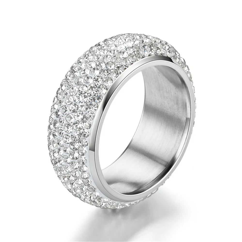 Hip Hop Stainless Steel Ring with Cubic Zirconia - Jeglowstore