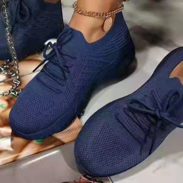 Mesh Breathable Women Casual Sneakers Lace-up Vulcanized - Jeglowstore