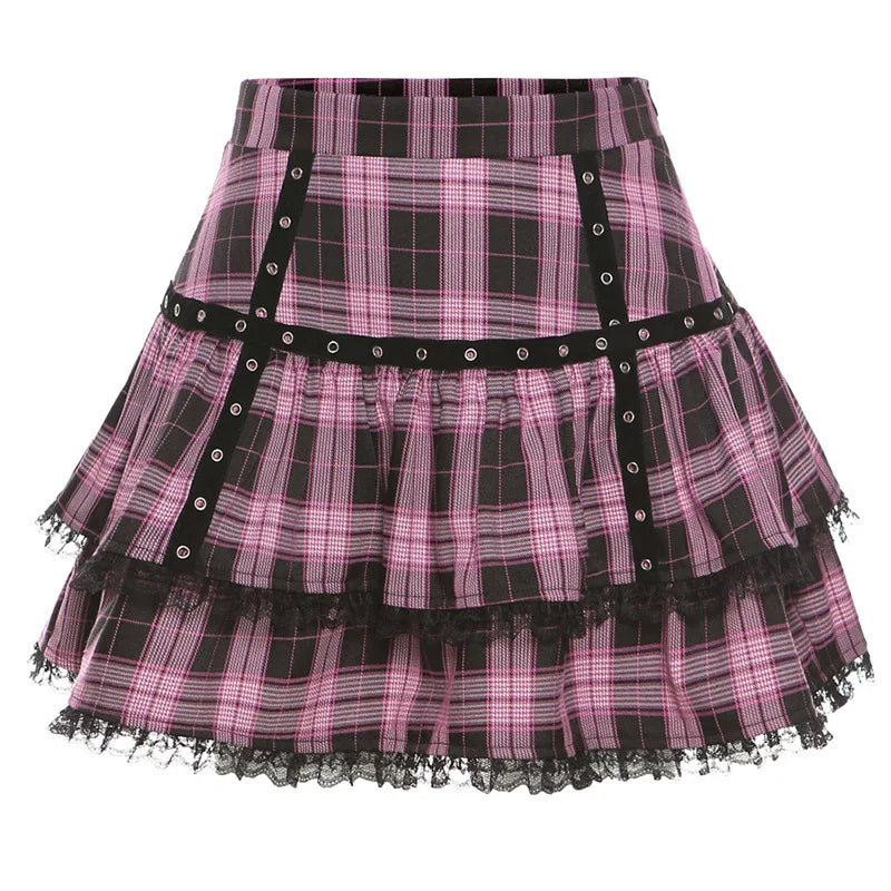 Gothic Lace Ruffle Mini Skirt - Jeglowstore