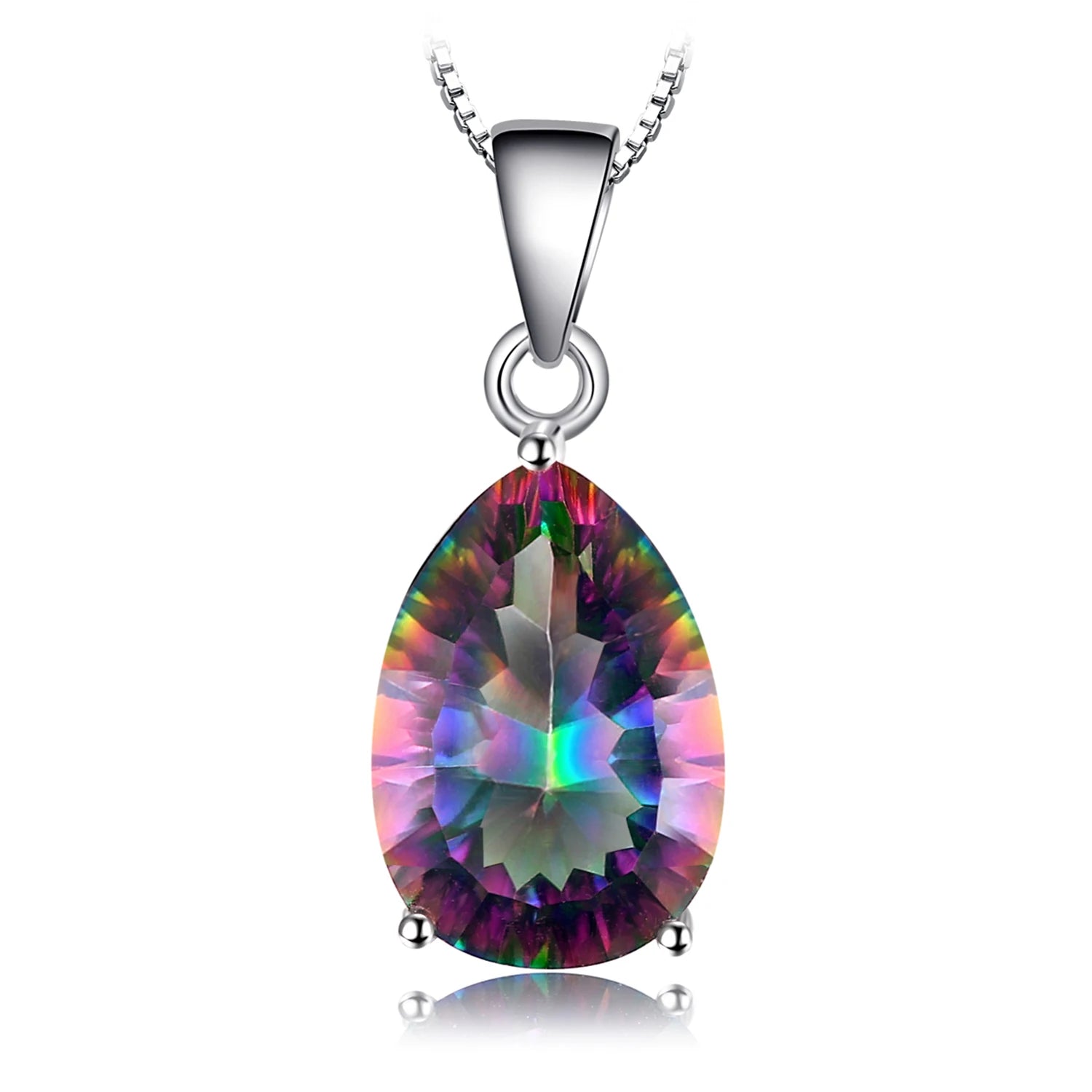 JewelryPalace Rainbow Fire Quartz Silver Pendant - Jeglowstore
