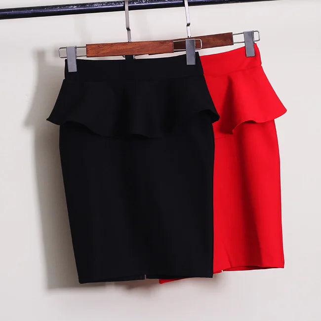 Slim Fit High Waist Ruffle Pencil Skirt - Jeglowstore