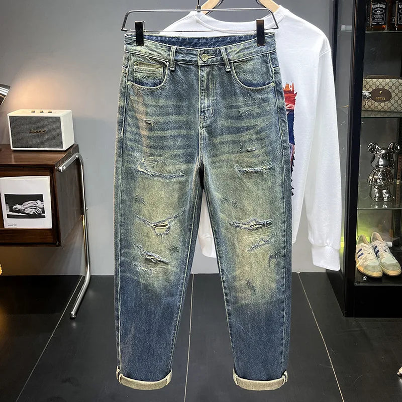 Vintage Washed Distressed Men’s Jeans