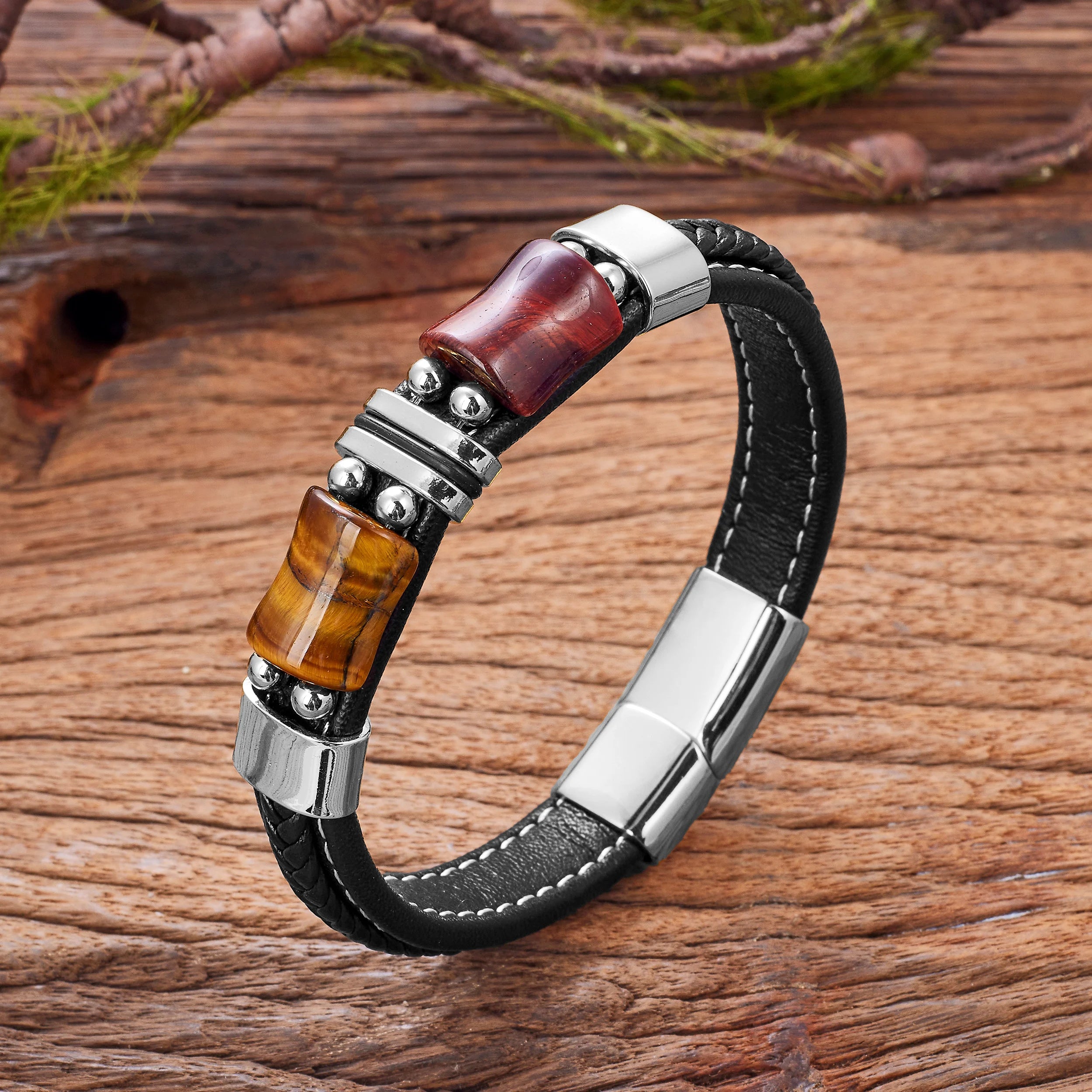 Geometric Tiger Eye Men’s Bracelet - Jeglowstore
