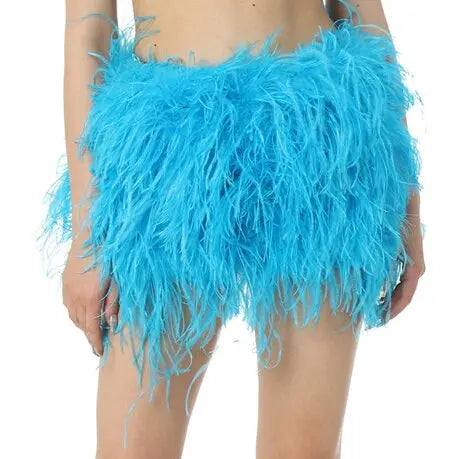Ostrich Feather Mini Skirt - Jeglowstore