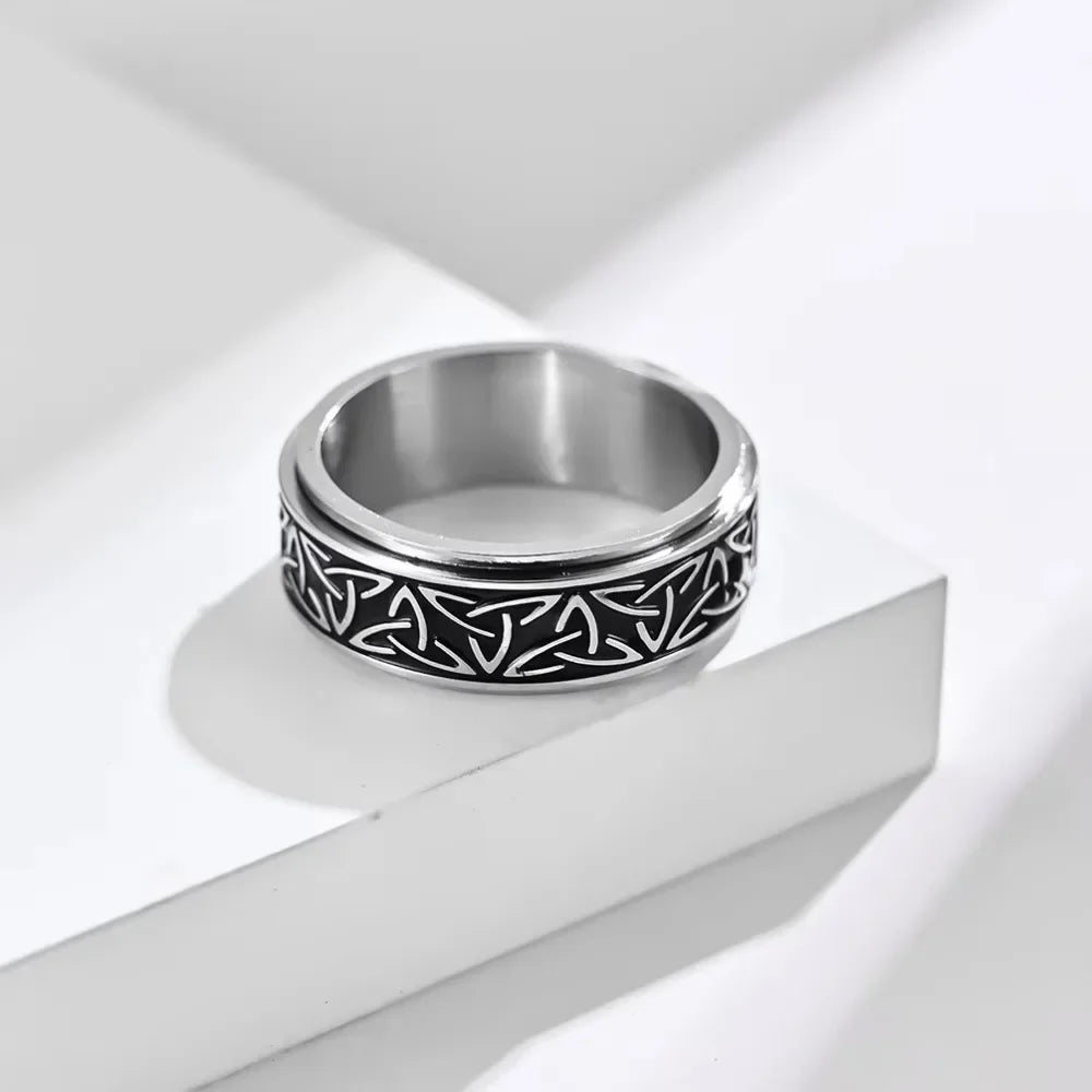 Viking Celtic Rune Rotating Stainless Steel Ring - Jeglowstore