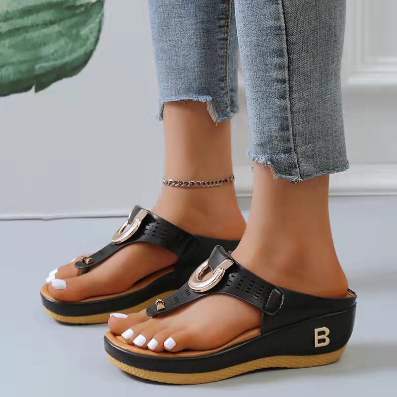 Women New Summer Sandals Open Toe Beach Shoes Flip Flops Wedges Comfortable Slippers Cute Sandals Plu Size 35~43 Chaussure Femme - Jeglowstore