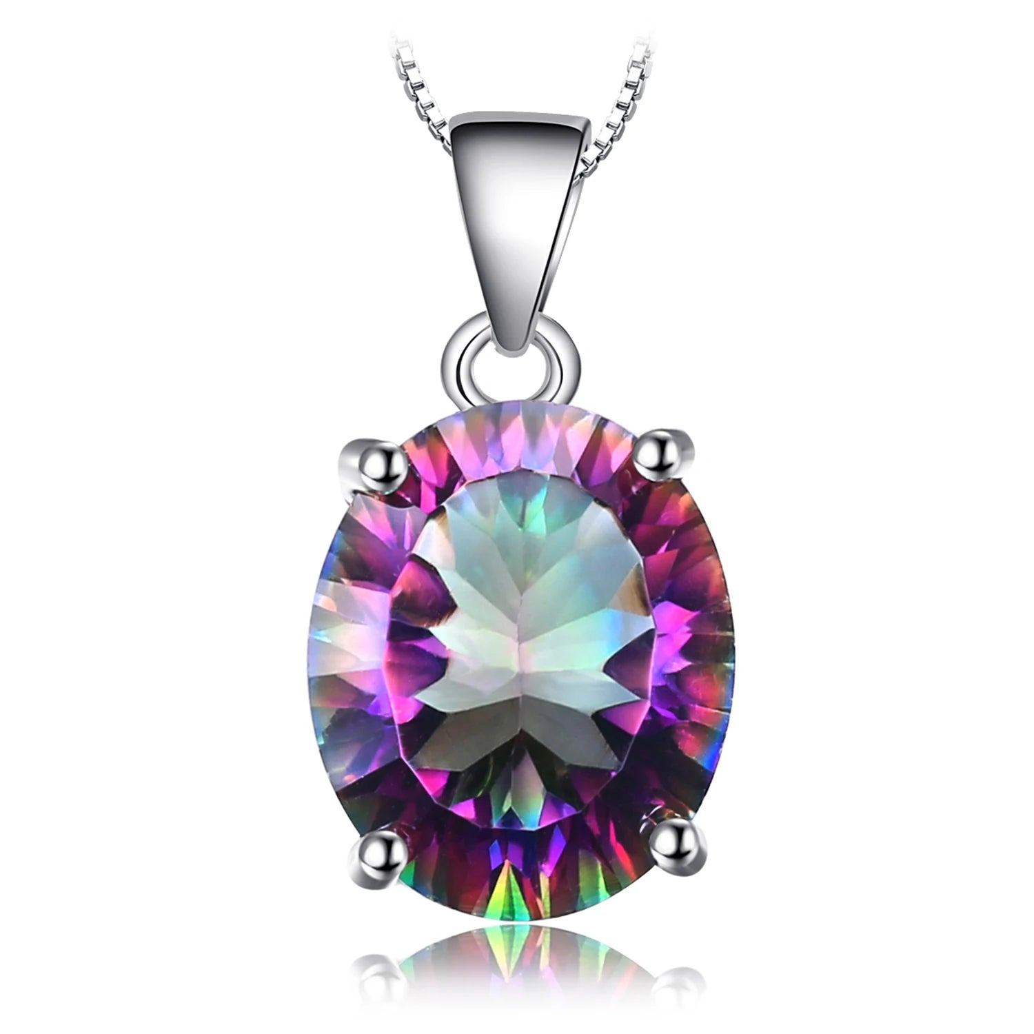 JewelryPalace Rainbow Fire Quartz Silver Pendant - Jeglowstore