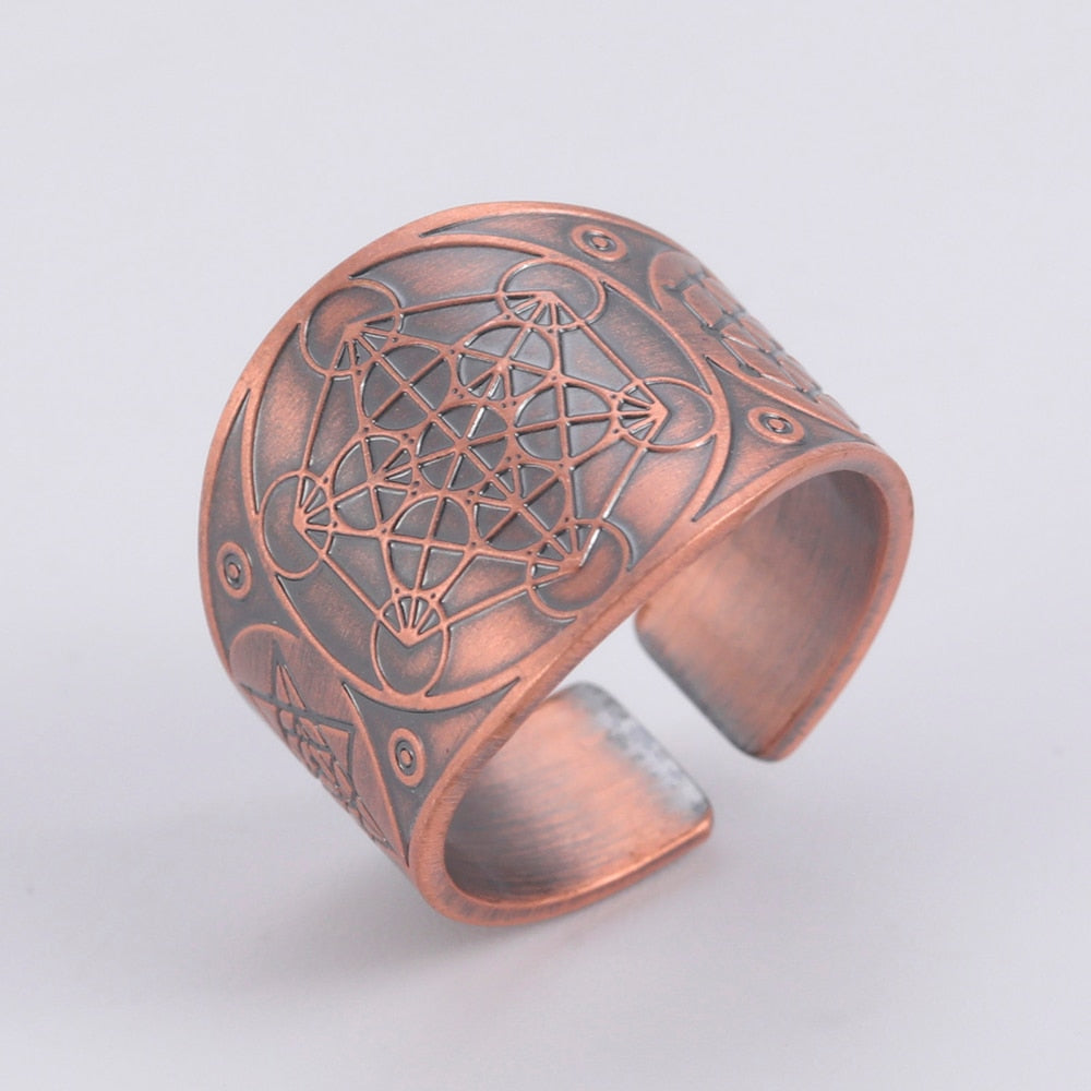 Dawapara Seal of The 7 Archangels Protection Ring Amulet Metatron Cube Lilith Symbol The Secrets of King Solomon Vintage Jewelry