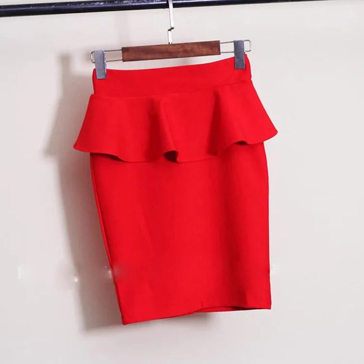 Slim Fit High Waist Ruffle Pencil Skirt - Jeglowstore