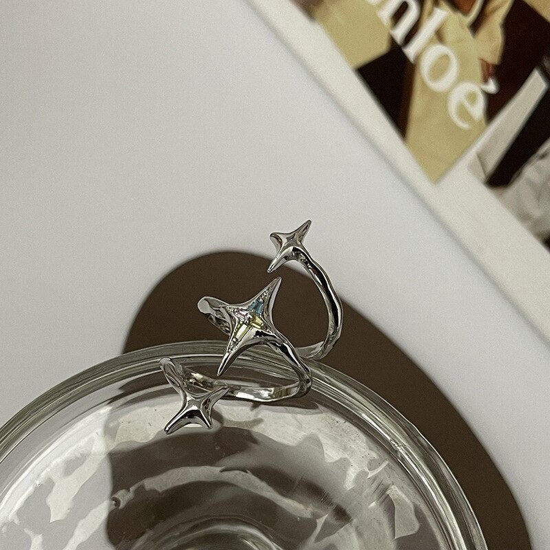 Women's Ring Simple Star Ring Open Mouth Adjustable Awning Send Girlfriend Girlfriends Gift Jewellery Jewellery