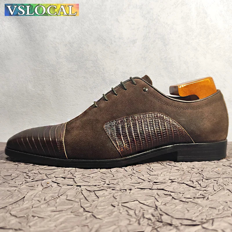 Men’s Leather Cap Toe Oxford Shoes - Jeglowstore