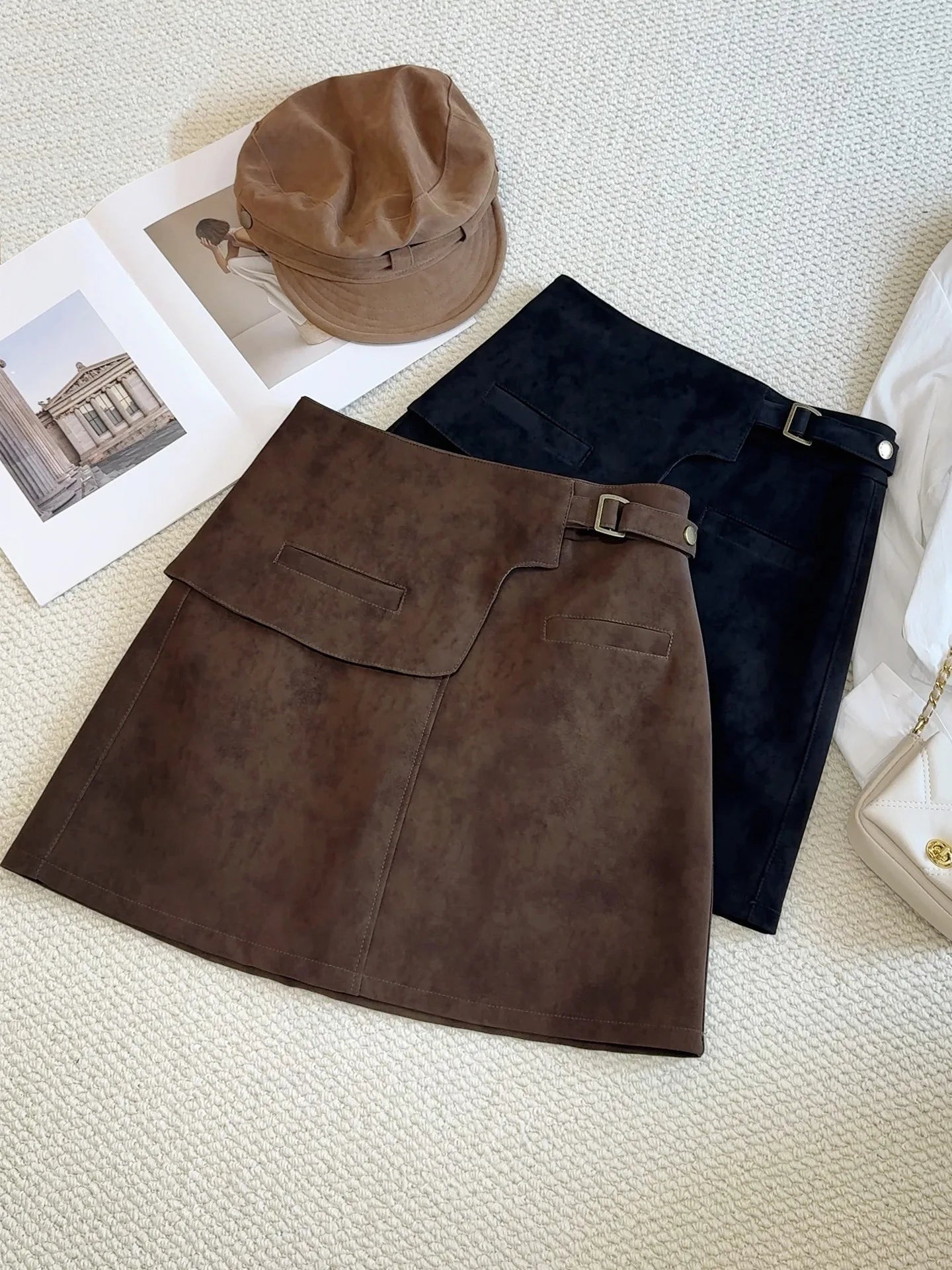 Suede Slim Fit Mini Skirt - Jeglowstore