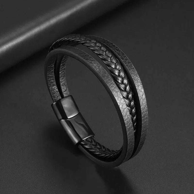 Business Style Leather Men’s Bracelet - Jeglowstore