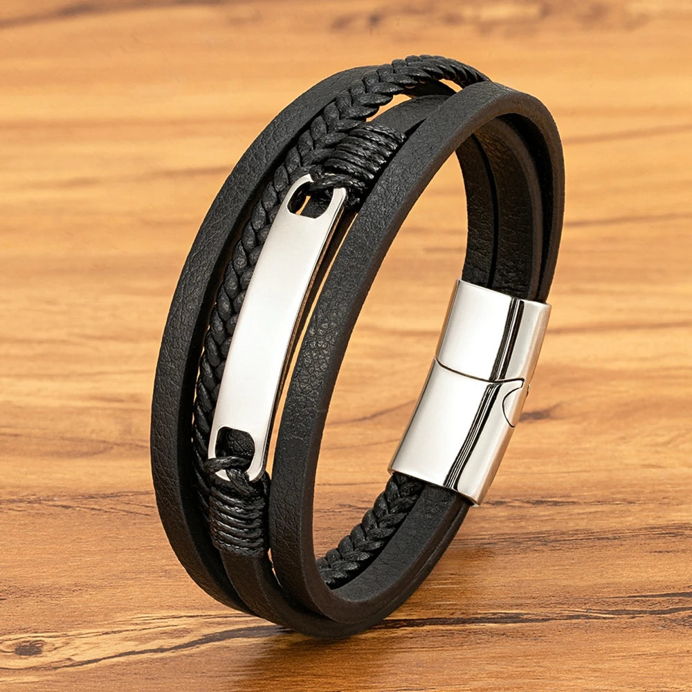 Men’s Multilayer Braided Leather Bracelet - Jeglowstore