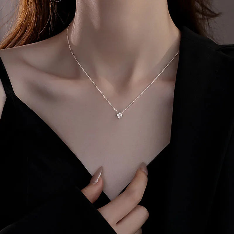 Sterling Silver Four Leaf Charm Necklace - Jeglowstore