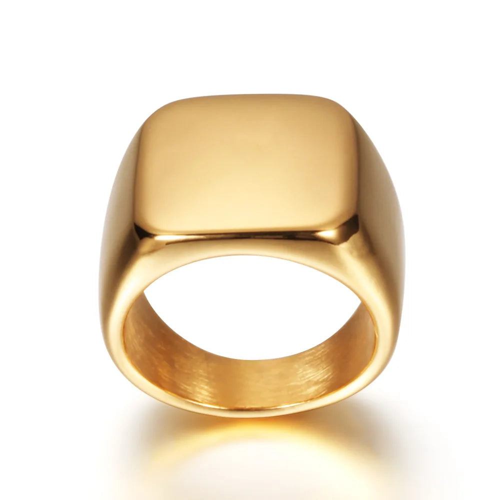 Men’s Square Stainless Steel Signet Ring - Jeglowstore