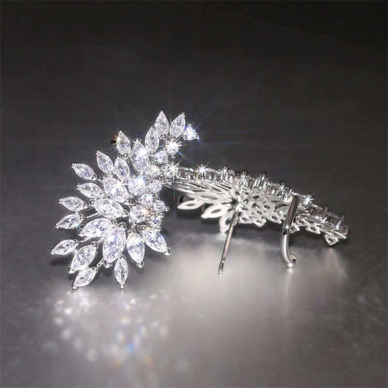 Huitan Gorgeous Women's Stud Earrings Full with Dazzling CZ Stone Sparkling Ear Piercing Earrings Party Jewelry Drop Shipping