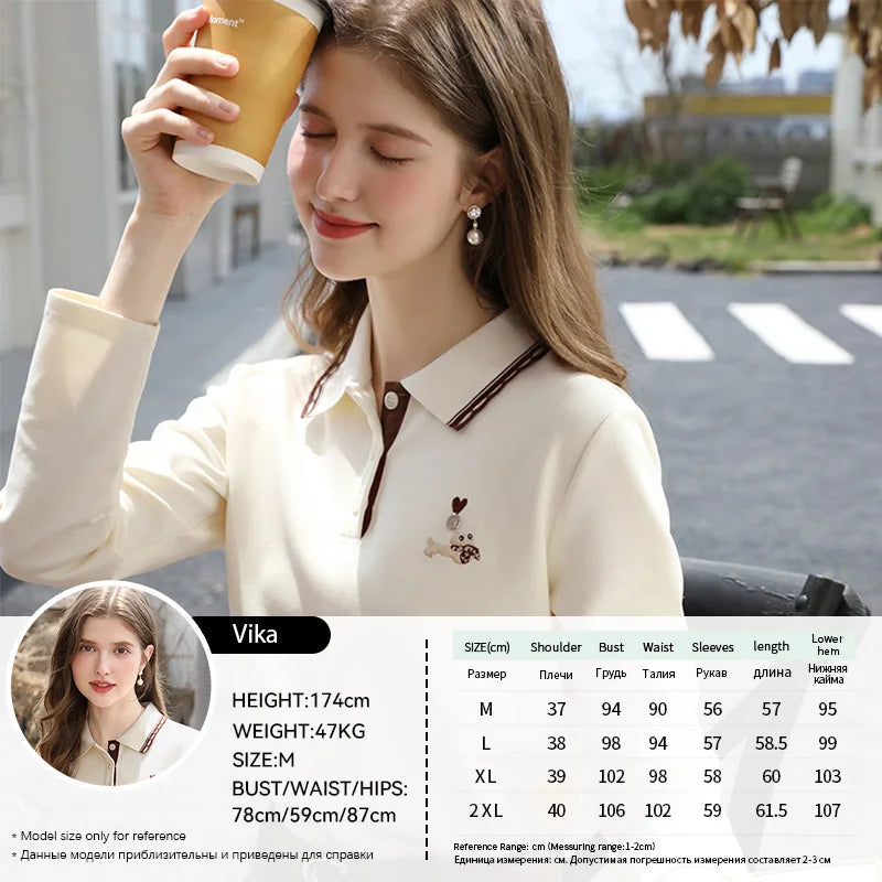 Women’s Contrast Polo Neck T-Shirt - Jeglowstore