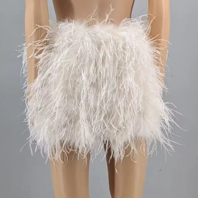 Ostrich Feather Mini Skirt - Jeglowstore