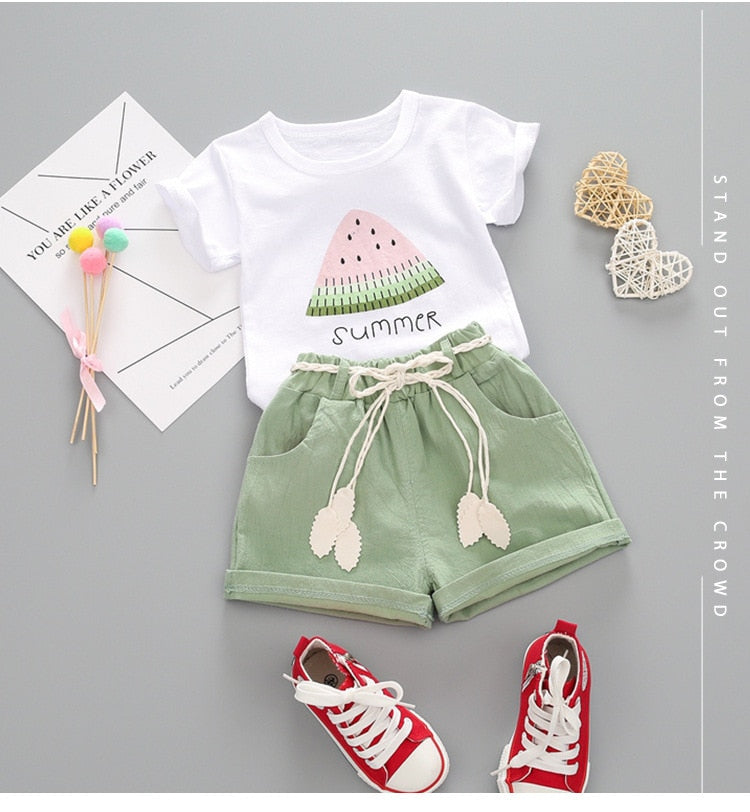 BibiCola summer girls clothing set 2pcs tracksuit children cotton suit kids cartoon outfits short sleeve baby girls clothes sets