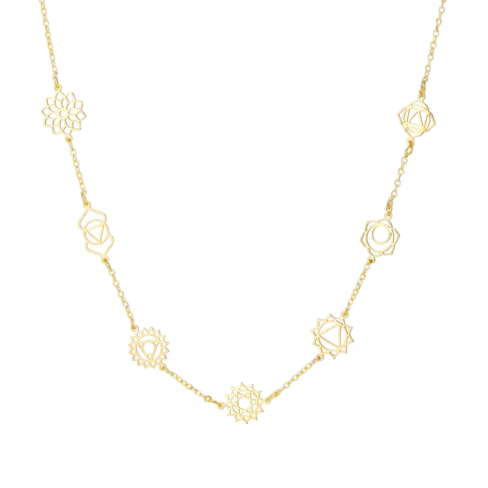 Gold Stainless Steel Chakra Meditation Necklace - Jeglowstore