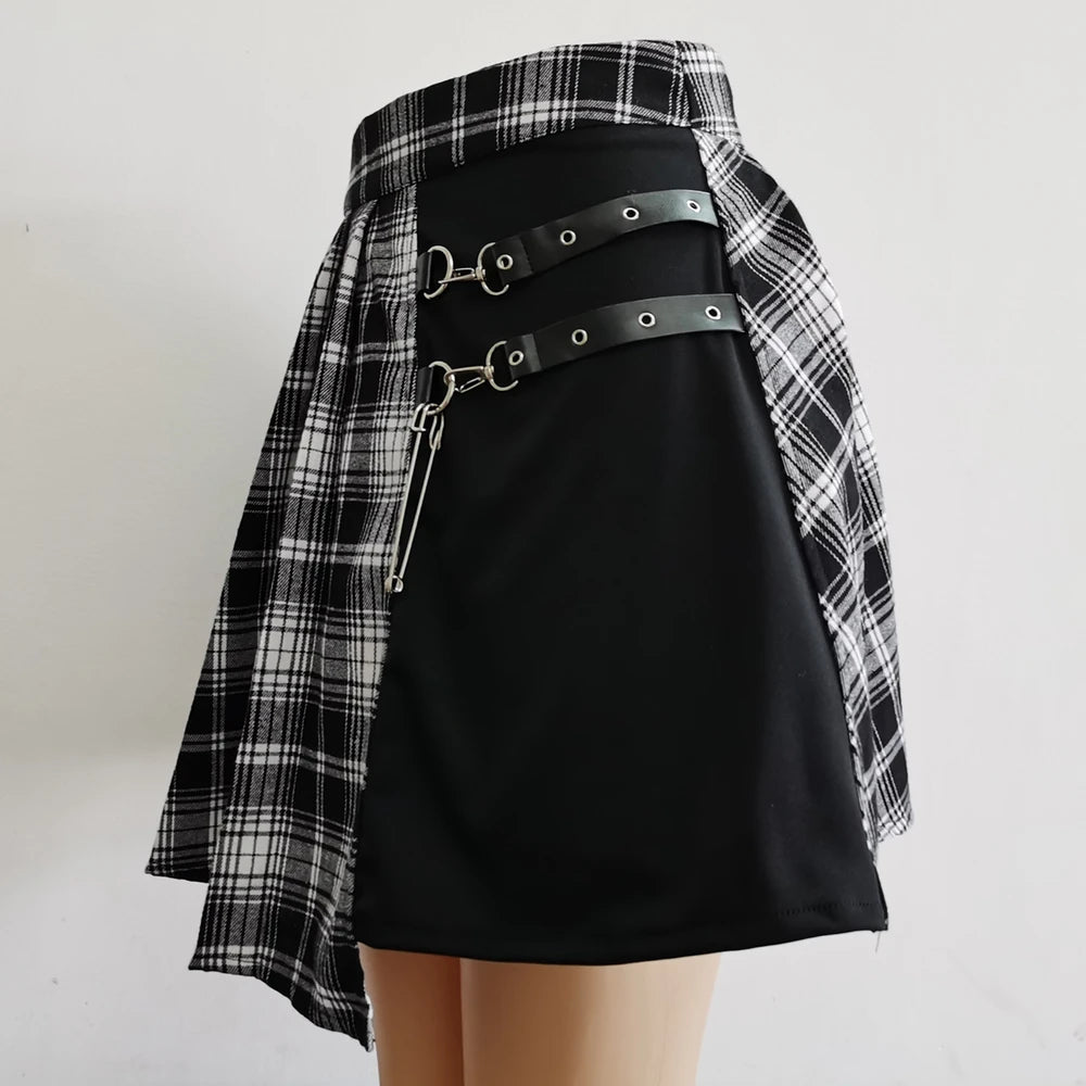 High Waist Plaid Pleated Mini Skirt - Jeglowstore